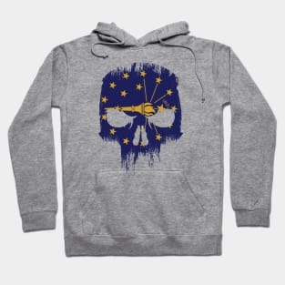 Retro Grunge Indiana State Flag Skull Hoodie